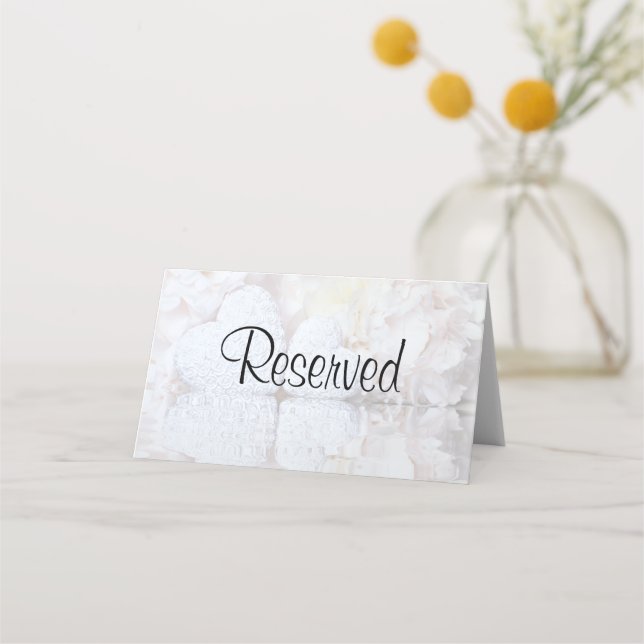 White Reflections Wedding Reserved Place Cards (Front)
