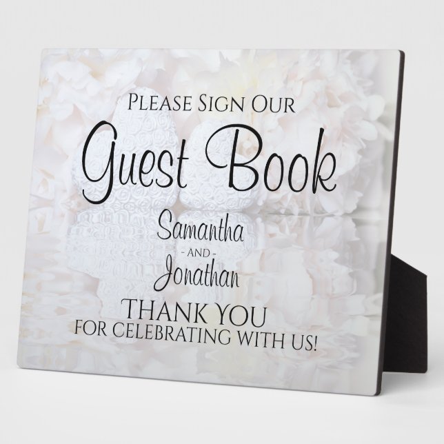 White Reflections Wedding Sign our Guest Book Sign Plaque (Side)