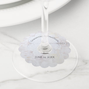 White Reflections Wedding Wine Glass Tags