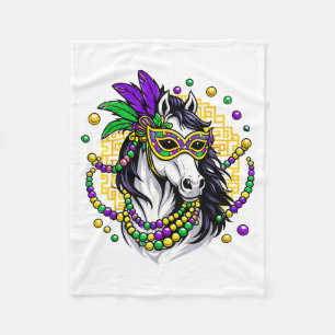 White Regal Mardi Horse Masquerade Carnival Lunar  Fleece Blanket