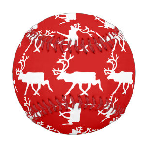 White Reindeer / Caribou Silhouette Baseball