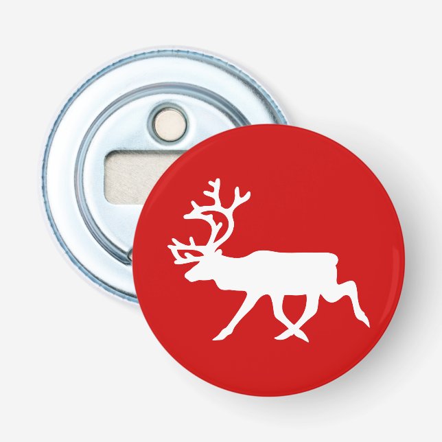 White Reindeer / Caribou Silhouette Bottle Opener (Front)