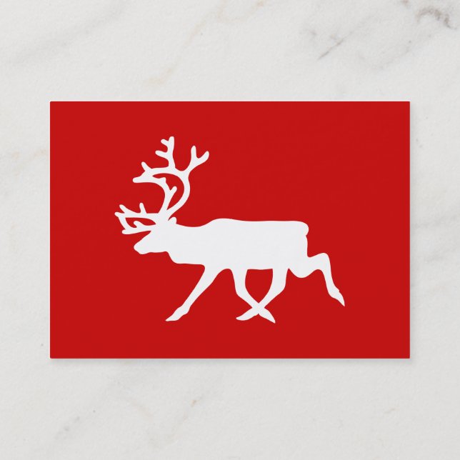 White Reindeer / Caribou Silhouette Business Card (Back)