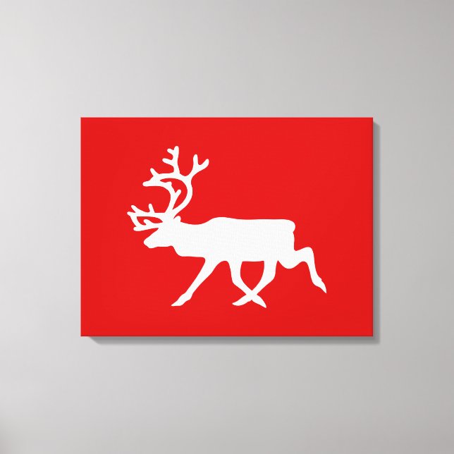 White Reindeer / Caribou Silhouette Canvas Print (Front)