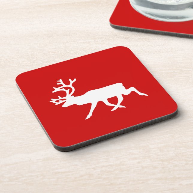 White Reindeer / Caribou Silhouette Coaster (Left Side)