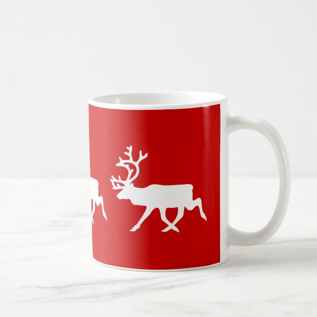 White Reindeer / Caribou Silhouette Coffee Mug (Right)
