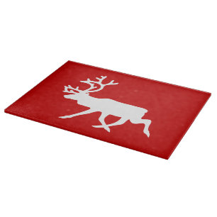 White Reindeer / Caribou Silhouette Cutting Board