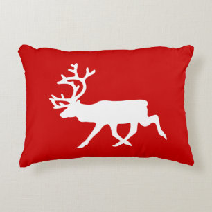 White Reindeer / Caribou Silhouette Decorative Cushion