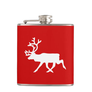 White Reindeer / Caribou Silhouette Hip Flask