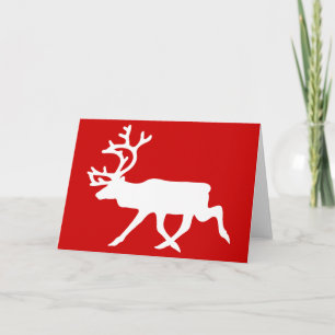 White Reindeer / Caribou Silhouette Holiday Card
