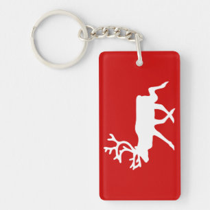 White Reindeer / Caribou Silhouette Key Ring