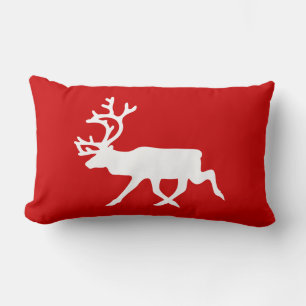 White Reindeer / Caribou Silhouette Lumbar Cushion
