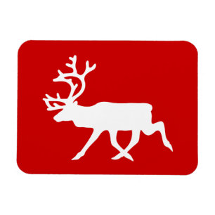 White Reindeer / Caribou Silhouette Magnet