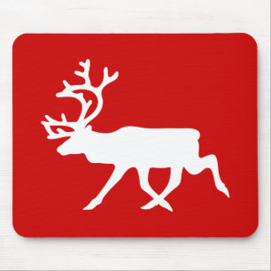 White Reindeer / Caribou Silhouette Mouse Mat