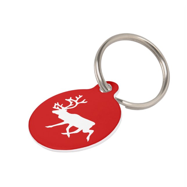 White Reindeer / Caribou Silhouette Pet Tag (Side)