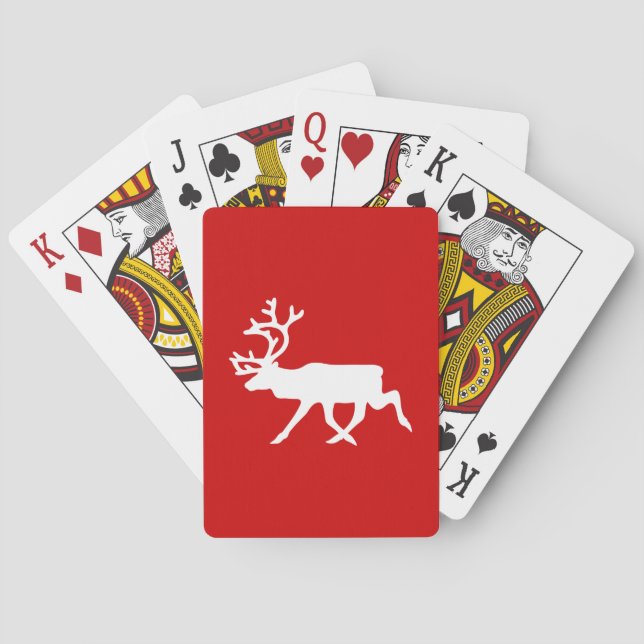 White Reindeer / Caribou Silhouette Playing Cards (Back)