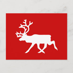 White Reindeer / Caribou Silhouette Postcard