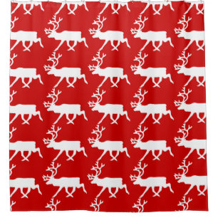 White Reindeer / Caribou Silhouette Shower Curtain