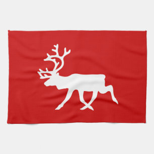 White Reindeer / Caribou Silhouette Tea Towel
