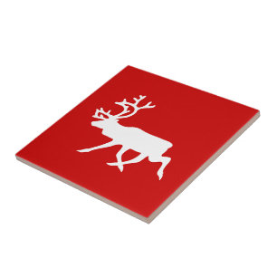 White Reindeer / Caribou Silhouette Tile