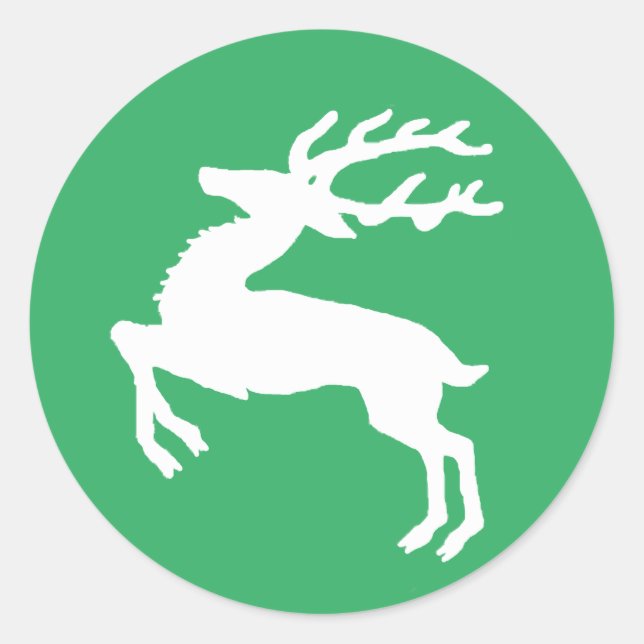 White Reindeer Classic Round Sticker (Front)