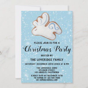 White Reindeer Cookie Snow Holiday Christmas Party Invitation