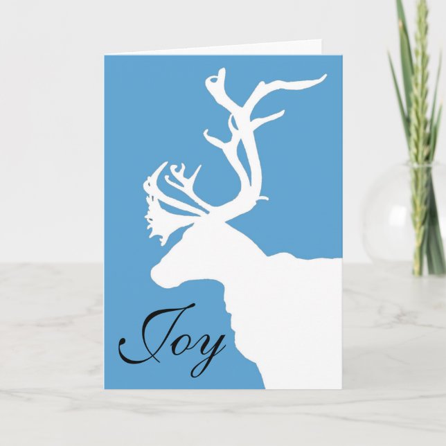 White Reindeer Joy Holiday Card (Front)