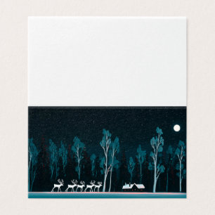 White Reindeer, Snowy Cabin, Moonlit Night