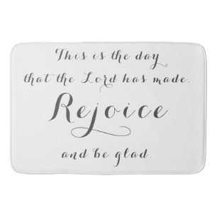 White Rejoice and Be Blessed Bath Mat