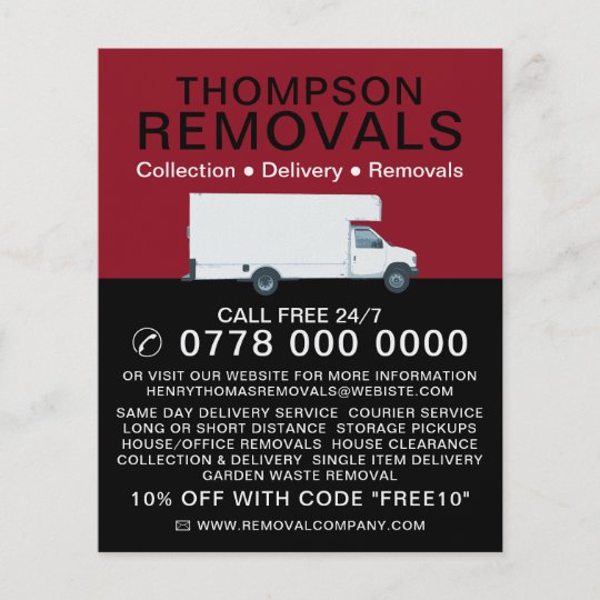 White Removal Van, Removal Company Advertising Flyer Zazzle.co.uk