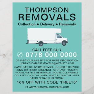 White Removal Van, Removal Company Advertising Flyer