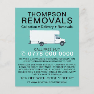 White Removal Van, Removal Company Advertising Flyer