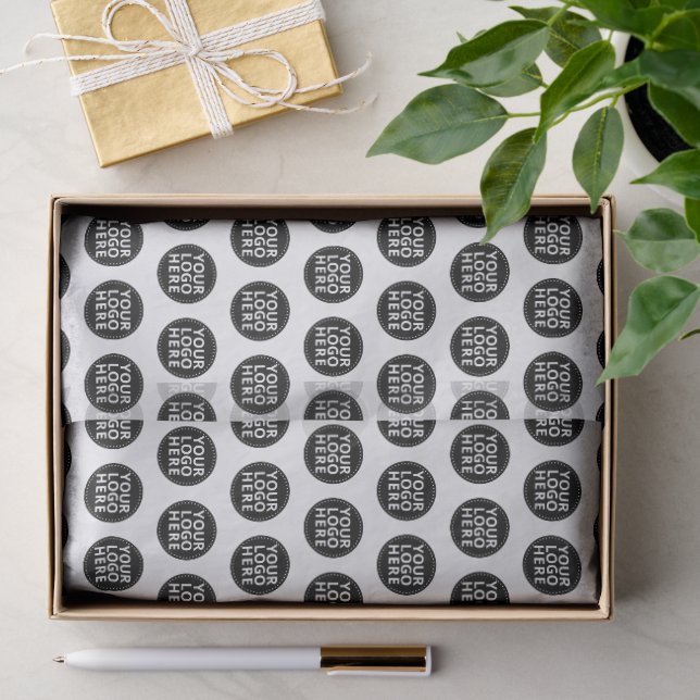 White Repeating Business Logo  Tissue Paper (Gift)