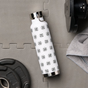 White Repeating Business Logo Water Bottle