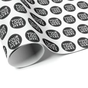 White Repeating Business Logo Wrapping Paper