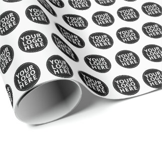 White Repeating Business Logo Wrapping Paper