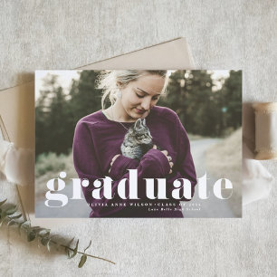 White Retro Bold Typography Photo Graduation Announcement