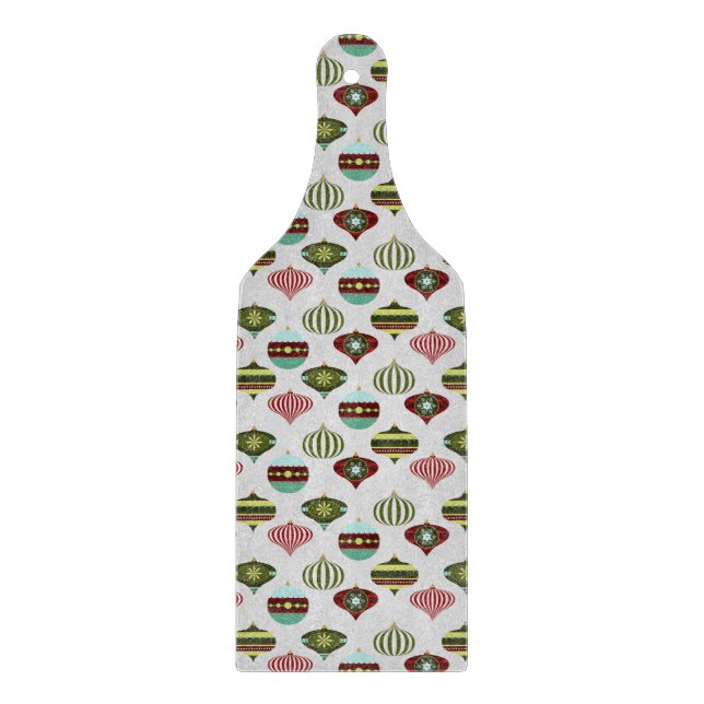 White Retro Christmas Tree Ornaments Cutting Board (Front)