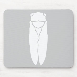White Retro Cicada Insect Print Mouse Mat