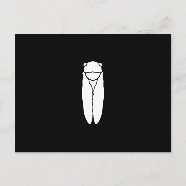 White Retro Cicada Insect Print Postcard (Front)