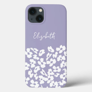 White Retro Dogwood Flowers Custom Name iPhone 13 Case