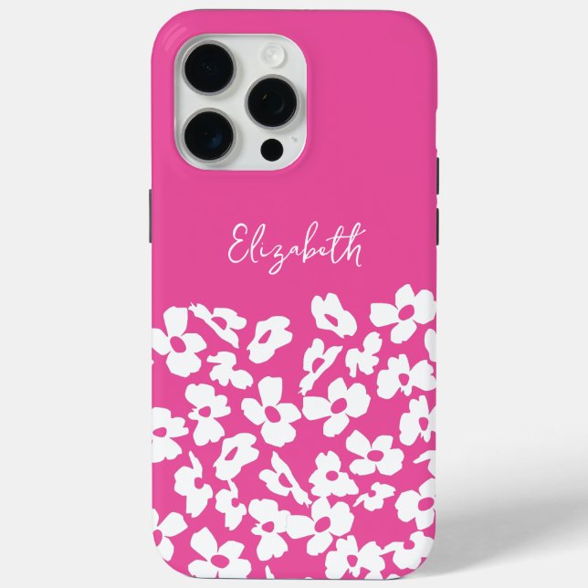 White Retro Dogwood Flowers Custom Name     Case-Mate iPhone Case (Back)