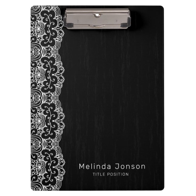 White Retro Lace Clipboard (Front)