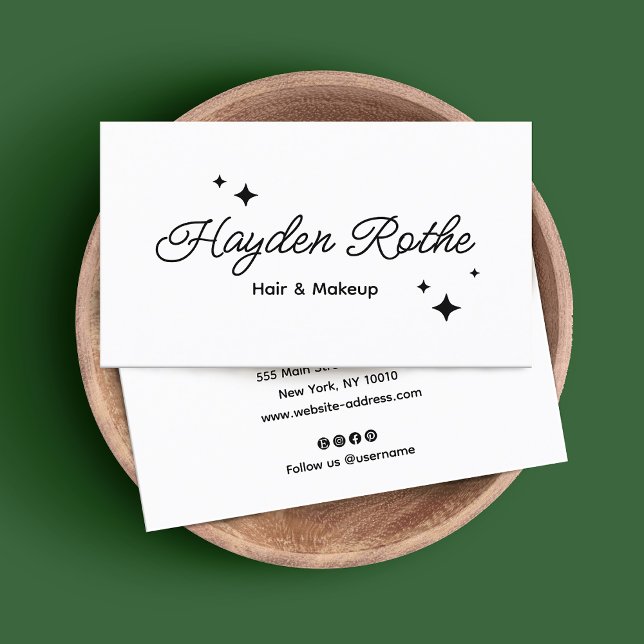 White Retro Script Beauty Salon  Busines Business  Card (Creator Uploaded)