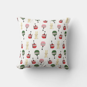 White Retro Ski Lift Gondola Winter Skiing Cushion