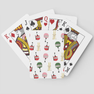 White Retro Ski Lift Gondola Winter Skiing Playing Cards