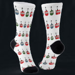 White Retro Ski Lift Gondola Winter Skiing Socks<br><div class="desc">Modern ski themed gift for him and her. Retro ski lift gondola illustration pattern for skier. Skiing,  skier,  skis,  snowboard,  snowboarding themed home decor and gifts.</div>