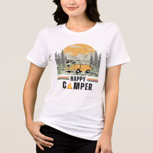 White Retro Vintage Summer Adventure Camper Van Tri-Blend Shirt