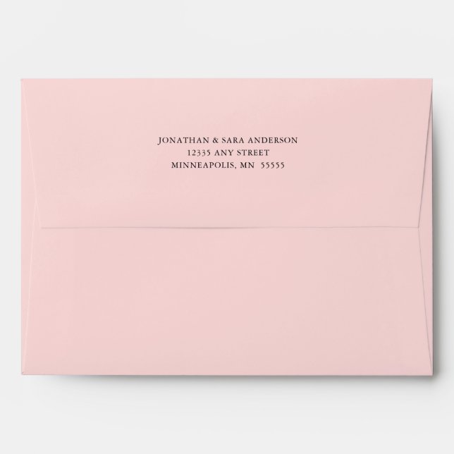 White Return Address 5x7 A7 Light Pink Envelope (Back (Top Flap))