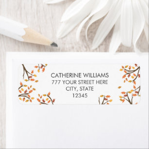 White Return Address Autum Fall Leaves Branch